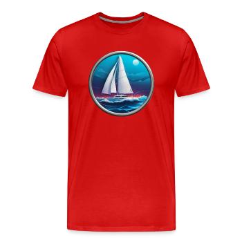 Auf dem Wasser - Männer Premium Bio T-Shirt - Rot - Vorne - Damien (186cm)