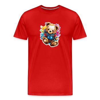 Ours en peluche / Peluche / Animal en peluche / Idée cadeau - T-shirt bio Premium Homme - rouge - Devant - Damien (186cm)