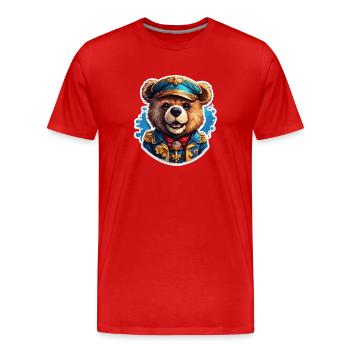 Ours en peluche / Peluche / Animal en peluche / Idée cadeau - T-shirt bio Premium Homme - rouge - Devant - Damien (186cm)