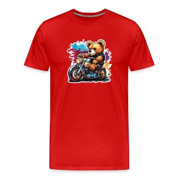 Ours en peluche / Peluche / Animal en peluche / Idée cadeau - T-shirt bio Premium Homme - rouge - Devant - Damien (186cm)