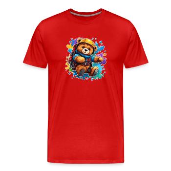Teddybär / Kuscheltier / Stofftier / Geschenkidee - Männer Premium Bio T-Shirt - Rot - Vorne - Damien (186cm)