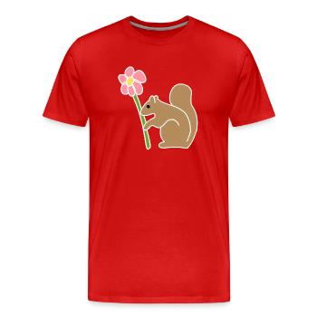 Eichhhörnchen Tiere Tier Symbol Blume - Männer Premium Bio T-Shirt - Rot - Vorne - Damien (186cm)