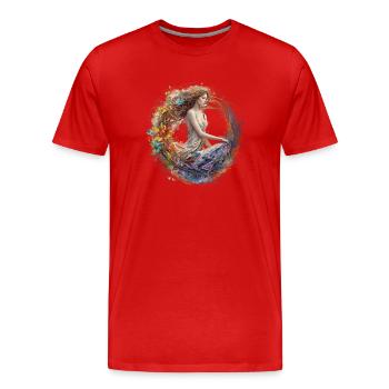 Florale Yoruba trifft auf Leinwand der Farben - Männer Premium Bio T-Shirt - Rot - Vorne - Damien (186cm)