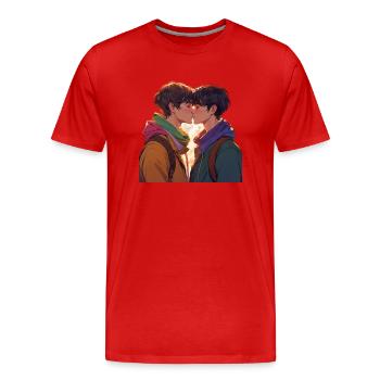 ##### Kissing ##### - Men's Premium Organic T-Shirt - red - Front - Damien (186cm)