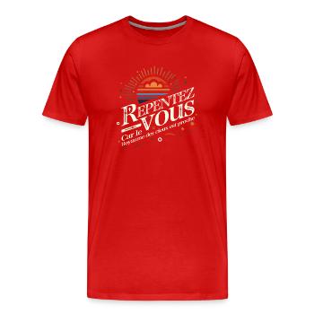 Repent, for the kingdom of heaven is at hand - Men's Premium Organic T-Shirt - red - Front - Damien (186cm)