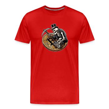 The old man and the currency - Men's Premium Organic T-Shirt - red - Front - Damien (186cm)
