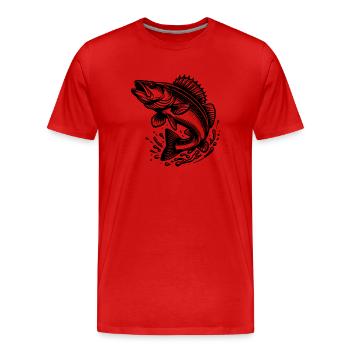 Grand poisson sandre sauteur - T-shirt bio Premium Homme - rouge - Devant - Damien (186cm)