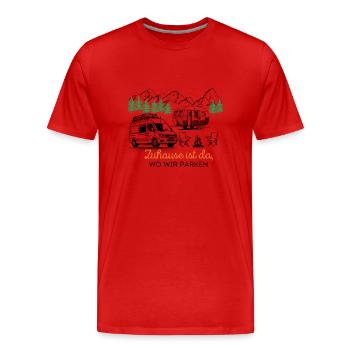 Zuahuse ist da, wo Wir Parken - Männer Premium Bio T-Shirt - Rot - Vorne - Damien (186cm)