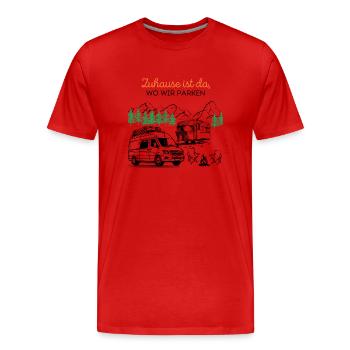 Zuhause ist da, wo Wir Parken - Männer Premium Bio T-Shirt - Rot - Vorne - Damien (186cm)