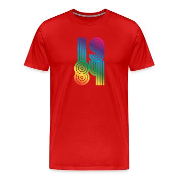 1984 Vintage - Männer Premium Bio T-Shirt - Rot - Vorne - Damien (186cm)
