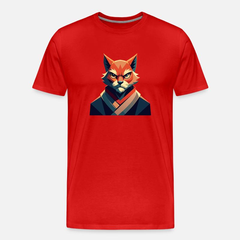 Angry Cat - Männer Premium Bio T-Shirt - Rot