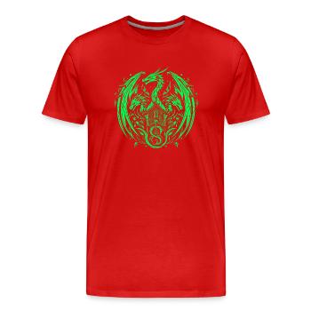 Fantasy-Drache, Anime-Drachenkopf, mythische Reptilienmagie - Männer Premium Bio T-Shirt - Rot - Vorne - Damien (186cm)