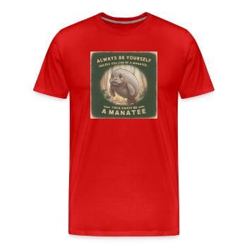 Soyez vous-même ou soyez un lamantin Sagesse - T-shirt bio Premium Homme - rouge - Devant - Damien (186cm)