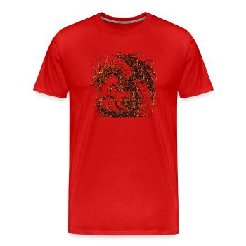 Fantasy-Drache, Anime-Drachenkopf, mythische Reptilienmagie - Männer Premium Bio T-Shirt - Rot - Vorne - Damien (186cm)