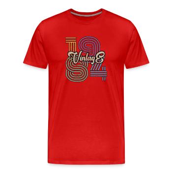 1984 Vintage - Männer Premium Bio T-Shirt - Rot - Vorne - Damien (186cm)