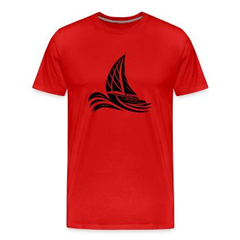 Sportliches Segelboot bei schwerem Wellengang - Männer Premium Bio T-Shirt - Rot - Vorne - Damien (186cm)