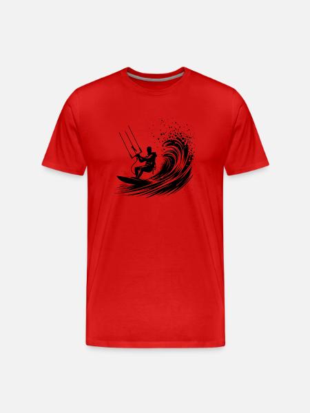 Kite-Surfing Sport with Board - Surfing in the Sky - Men's Premium Organic T-Shirt - red