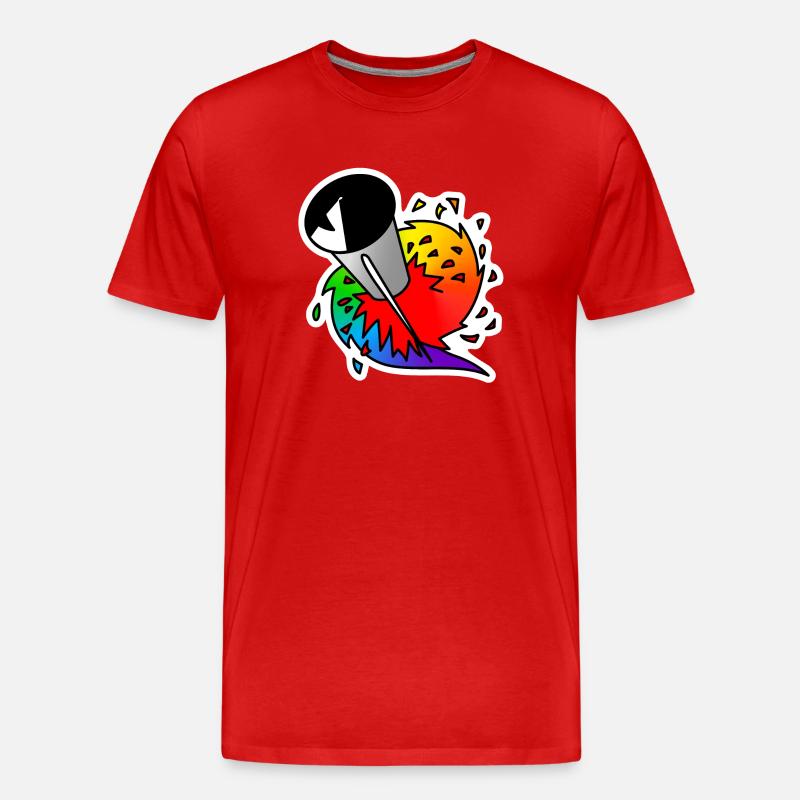 Rainbow Rocket : Sticky Queer Pride - T-shirt bio Premium Homme - rouge