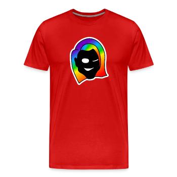 Naughty Wink : Collant Queer Pride - T-shirt bio Premium Homme - rouge - Devant - Damien (186cm)