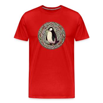 Celtic Penguin - Men's Premium Organic T-Shirt - red - Front - Damien (186cm)