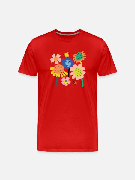 Bunter Blumen Garten - Männer Premium Bio T-Shirt - Rot