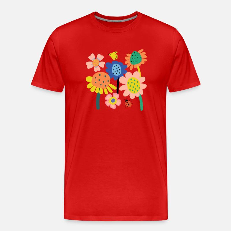 Bunter Blumen Garten - Männer Premium Bio T-Shirt - Rot