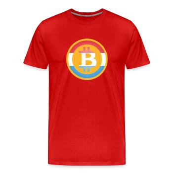 Bitcoin Luxembourg - T-shirt bio Premium Homme - rouge - Devant - Damien (186cm)