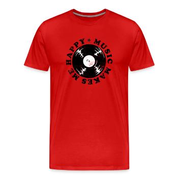 Music makes me happy DJ Gift - Men's Premium Organic T-Shirt - red - Front - Damien (186cm)