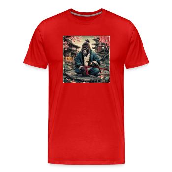 T-shirt Gorille 9 - T-shirt bio Premium Homme - rouge - Devant - Damien (186cm)