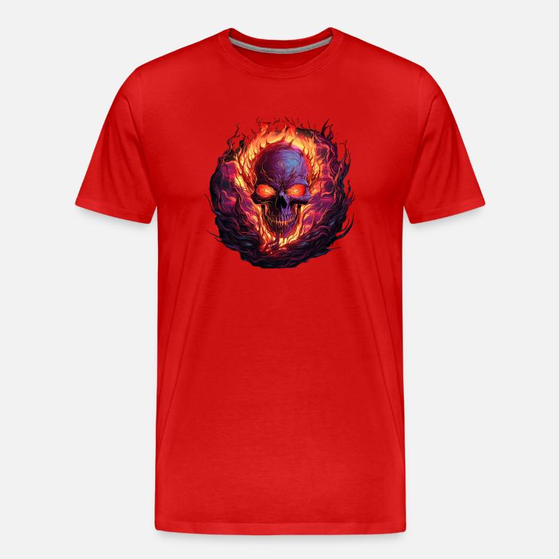 Flammenschädel der Ewigkeit - Männer Premium Bio T-Shirt - Rot