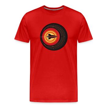 Fusée rétro en orbite - T-shirt bio Premium Homme - rouge - Devant - Damien (186cm)