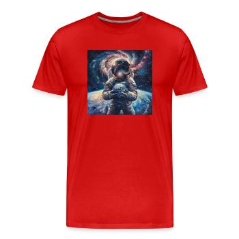 Astronautes Galaxie Espace Planète Espace Conception Spatiale - T-shirt bio Premium Homme - rouge - Devant - Damien (186cm)