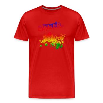 Gamer Game Play Online Computer Gaming Arcade Neon - Männer Premium Bio T-Shirt - Rot - Vorne - Damien (186cm)