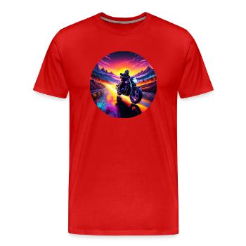 Lever de soleil moto - T-shirt bio Premium Homme - rouge - Devant - Damien (186cm)