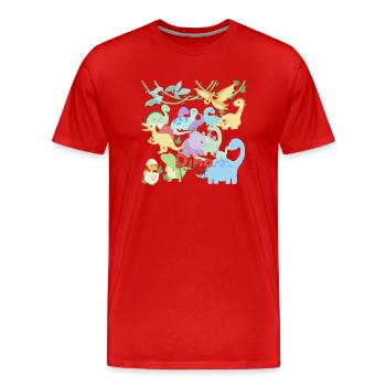 Dino party - Men's Premium Organic T-Shirt - red - Front - Damien (186cm)