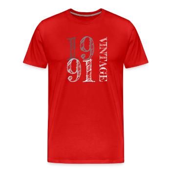 Vintage 1991 - Men's Premium Organic T-Shirt - red - Front - Damien (186cm)