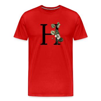 Buchstabe H Botanisches Grün - Männer Premium Bio T-Shirt - Rot - Vorne - Damien (186cm)