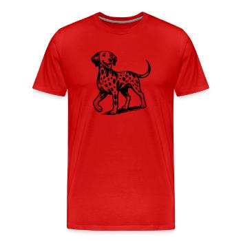 Vierbeiner Hunde Flecken Dalmatiner Porträt - Männer Premium Bio T-Shirt - Rot - Vorne - Damien (186cm)