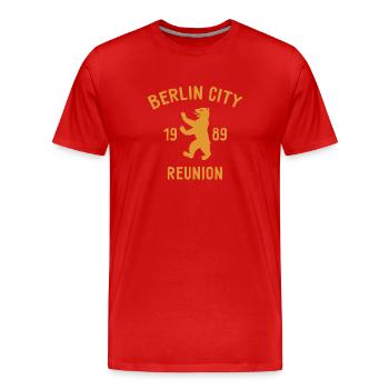 Berlin City - 1989 - La Réunion - Berliner Bär - T-shirt bio Premium Homme - rouge - Devant - Damien (186cm)