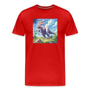 Dinosaurier - Männer Premium Bio T-Shirt - Rot - Vorne - Damien (186cm)