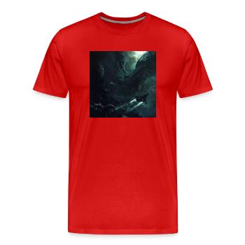 Espace sombre - T-shirt bio Premium Homme - rouge - Devant - Damien (186cm)