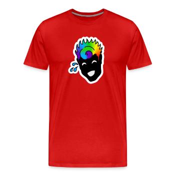 Laughing mao : Sticky Queer Pride - T-shirt bio Premium Homme - rouge - Devant - Damien (186cm)