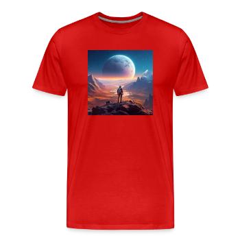 Pluton et sa Lune montante Charon - T-shirt bio Premium Homme - rouge - Devant - Damien (186cm)