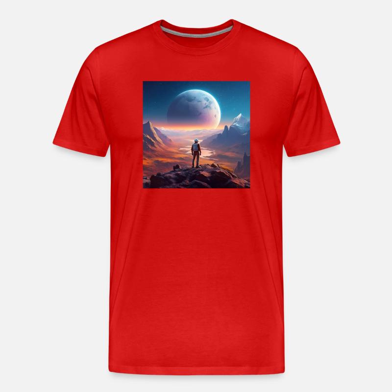 Pluto und sein aufgehender Mond Charon - Männer Premium Bio T-Shirt - Rot