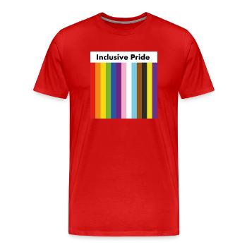 Inclusive Progress Pride Flaggenstreifen - Männer Premium Bio T-Shirt - Rot - Vorne - Damien (186cm)