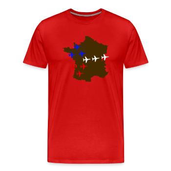Patrouille de France in flight over France - Men's Premium Organic T-Shirt - red - Front - Damien (186cm)
