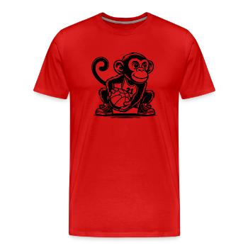 Sportlicher Affe mit Basketball - Männer Premium Bio T-Shirt - Rot - Vorne - Damien (186cm)