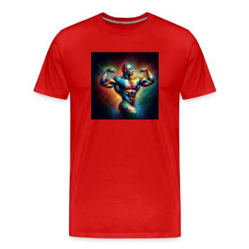 Culturisme - T-shirt bio Premium Homme - rouge - Devant - Damien (186cm)
