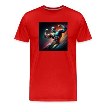 Culturisme - T-shirt bio Premium Homme - rouge - Devant - Damien (186cm)