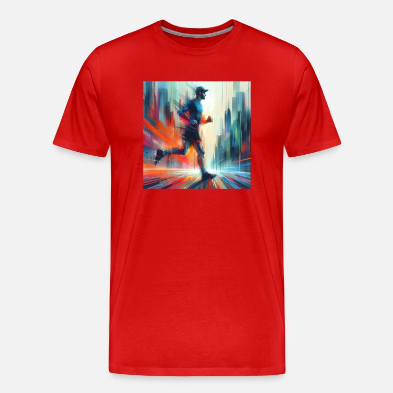 Laufender Mann 4 - Männer Premium Bio T-Shirt - Rot